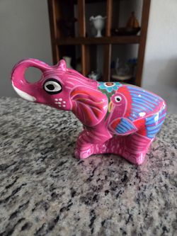 Handmade Pottery Ceramic Elephant Bank