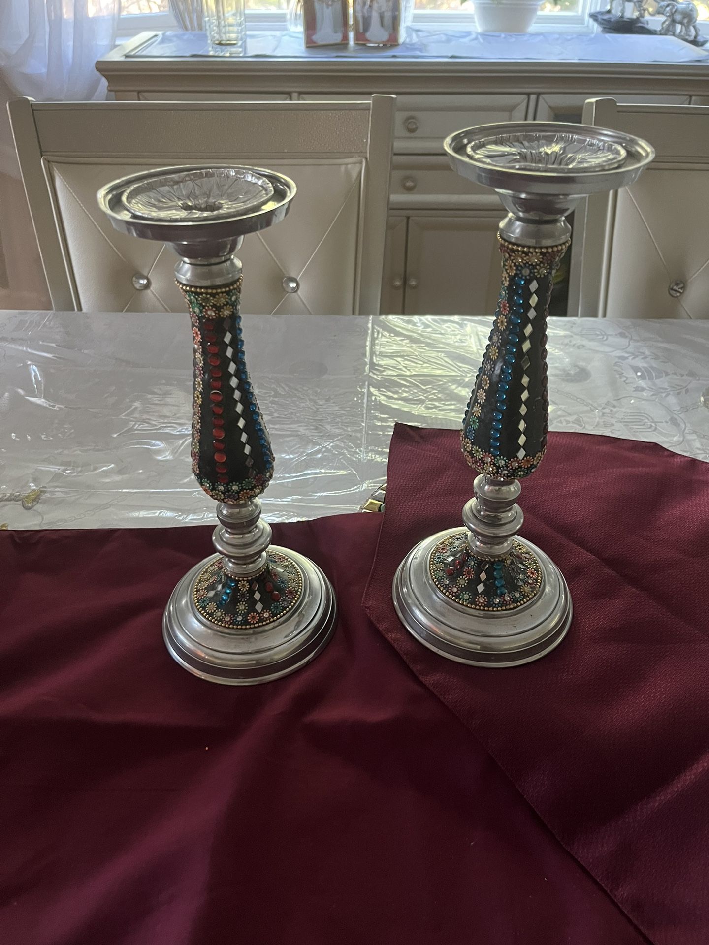 Candle Holder -Tall- Sequin - Colorful