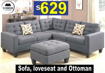 Grey Sectional With Ottoman 