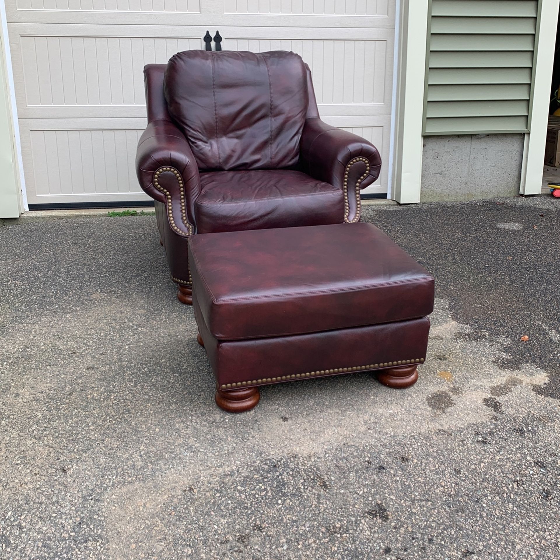 Leather chair and Ottoman 