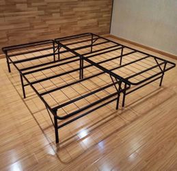 QUEEN SIZE METAL BED FRAME FOLDABLE (BRAND NEW IN BOX) (VERY STURDY)