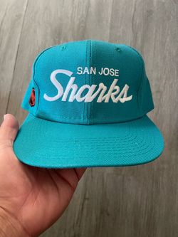 Vintage San Jose Sharks Sports Specialties Script Snapback Hat