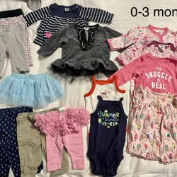 Baby girl clothes bundle (50+ pieces) and sleeve of size 1 diapers