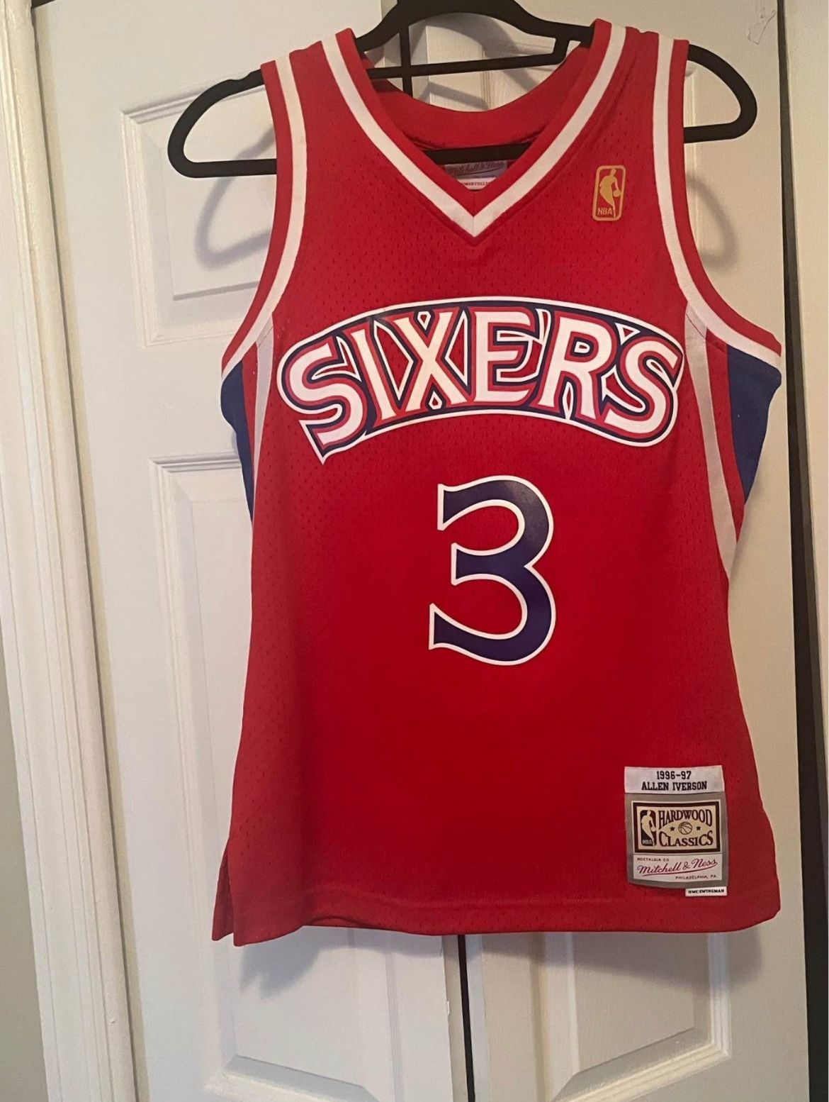 Mitchell & Ness Iverson Red 76ers rookie Hardwood Classics Authentic Jersey Men’s Size Small