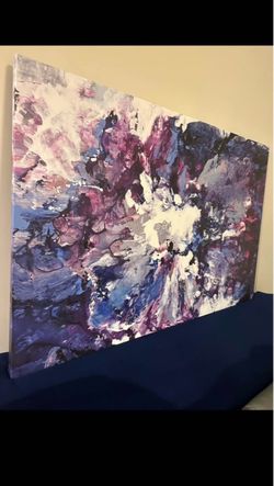 Abstract Canvas Painting Purple Blue White