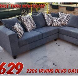 Beautiful Dark Grey Sectional On Sale