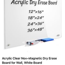 Acrylic Clear Non-Magnetic Dry Erase Board