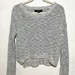 Forever 21 Cropped Grey + White Knitted Sweater