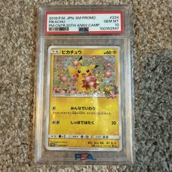 PSA 10 Pikachu - 20th Anniversary Camp Promo Pokemon Card