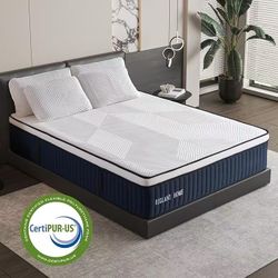 Full Mattress, 14Inch Medium Plush Euro Top Memory Foam Hybrid Mattress, Edge Support & Pressure Relief Individual Pocket Springs Full Size Mattresses