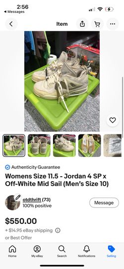 Womens 11.5 MENS 10 Jordan 4 retro Sail OFF-White