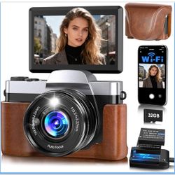 4K Digital Camera for Photography Autofocus, 64MP WiFi Vlogging Camera for YouTube with 3'' 180° Flip Screen