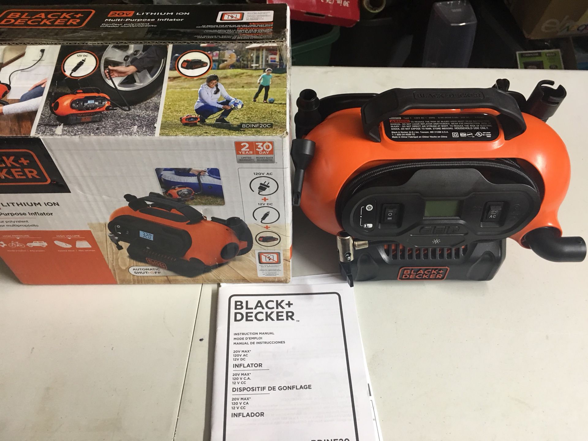BLACK+DECKER BDINF20C 20V Lithium Cordless Multi-Purpose Inflator (Tool  Only) for Sale in DeKalb, IL - OfferUp