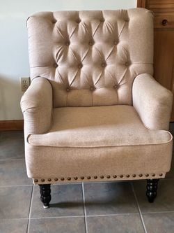 Tufted Accent Armchair with Nailhead Trim