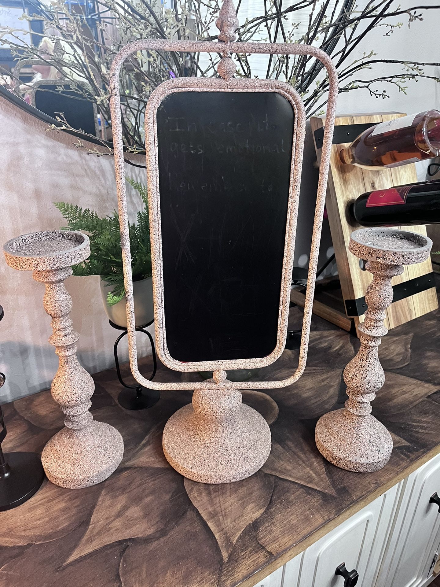 Chalkboard And Candle Holder Set