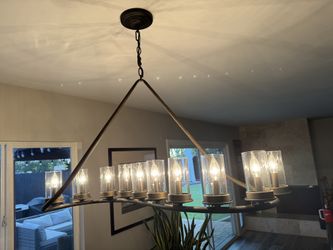 Heritage 44” Wide Bronze And Glass Chandelier