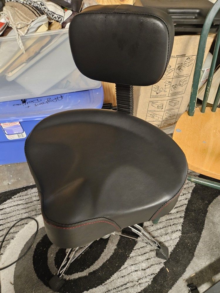 Seat Throne For Drummers Or Studio Hydraulic Movement Up And Down With Back Support
