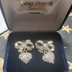 Bow & Heart Sparkling Earrings 