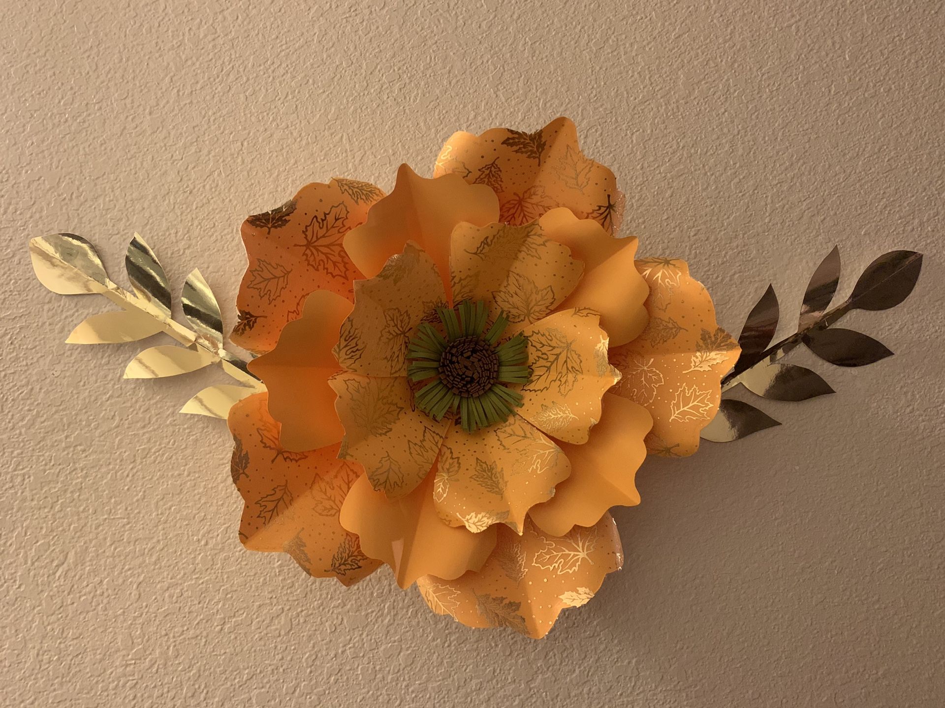 New fall flowers paper/tulle f yellow , orange, green & maroon $ 5-7