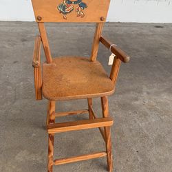 Antique Vintage Mid Century Wood Baby Doll High Chair Dutch Swedish Decal