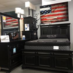 BED, DRESSER, MIRROR