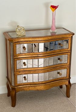 Pier 1 Wood Mirrored 3-Drawer  Dresser Console Table