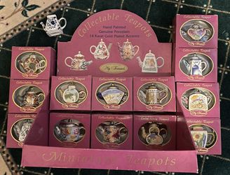 My Treasure Hand Painted Genuine Porcelain 14k gold plated accent Teapots