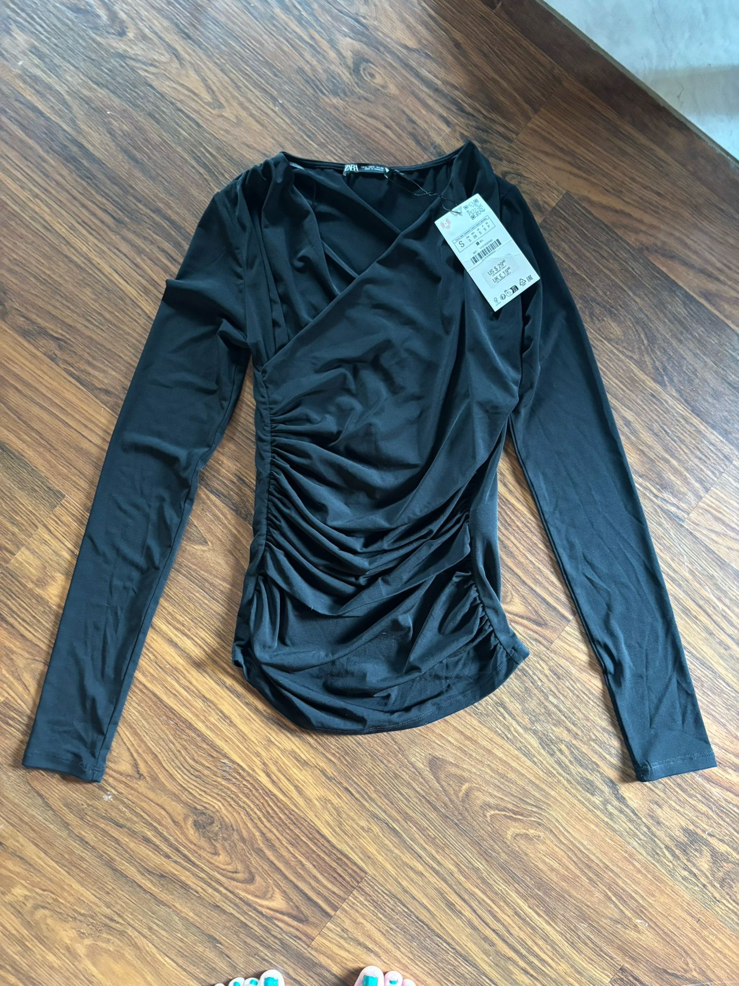 ZARA Woman’s Small Black Silky Soft Lightweight Long Sleeve Shirt*NWT*