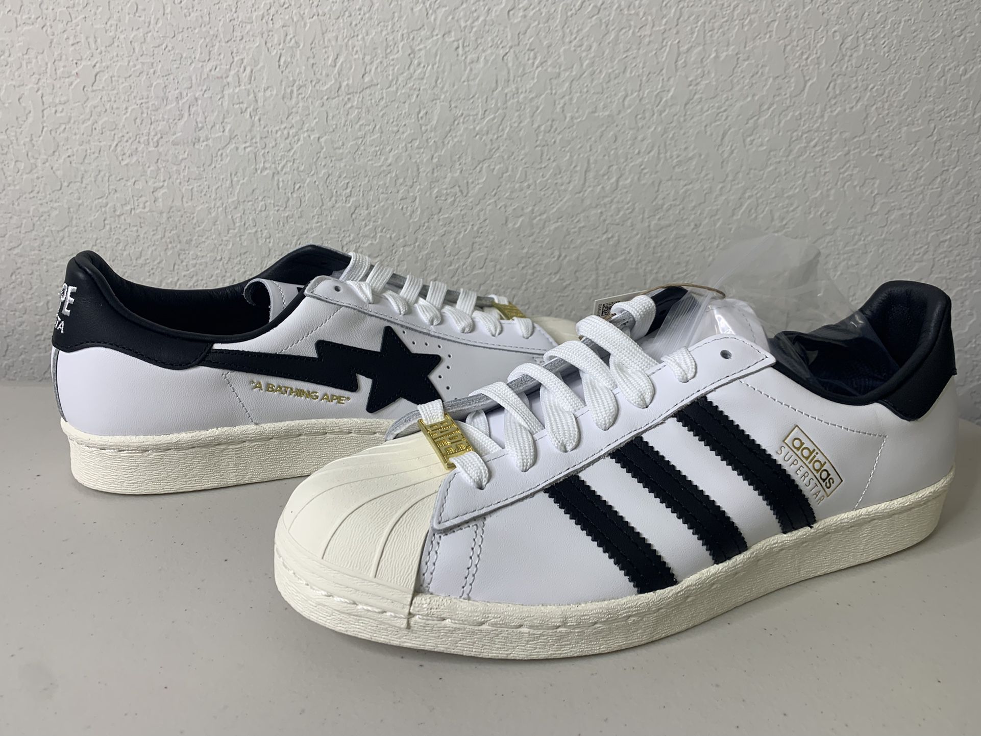 Adidas x BAPE Superstar 80s “White Black” -  Men’s Size 8.5 (GZ8980) NEW