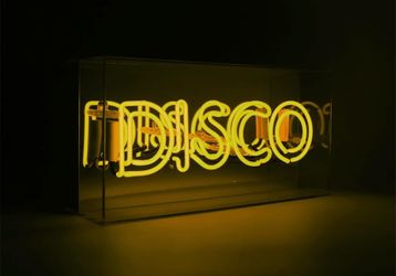 “DISCO” Glass Neon Box Sign | Authentic Hand-Blown Glass Neon | Luxury Retro Décor