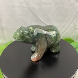 Crystal Moss Agate Bear