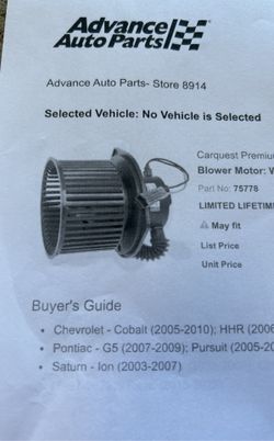 Pontiac Saturn Chev blower motor with wheel