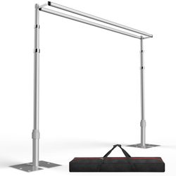 EMART Backdrop Stand Heavy Duty 10x10Ft, Double Crossbar Pipe And Drape Photo Background Support Kit, Adjustable Metal Frame With Flat Base For Weddin