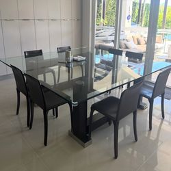 Glass/Wood Dining Table / 8 Dining Chairs (Only Available for pickup)