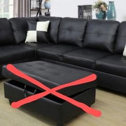 Black Leather Sectional (Used