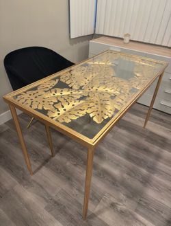 Gold desk with chair