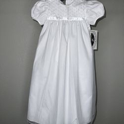 Little Things Mean A Lot  Baby Girls White Embroider Taffeta Christenin 3 Months