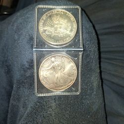 2,  1995 One Ounce Silver Eagles.  .999 Fine Silver