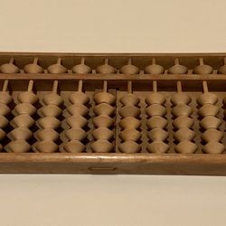 Antique Japanese Abacus with Carved Inscription on Back