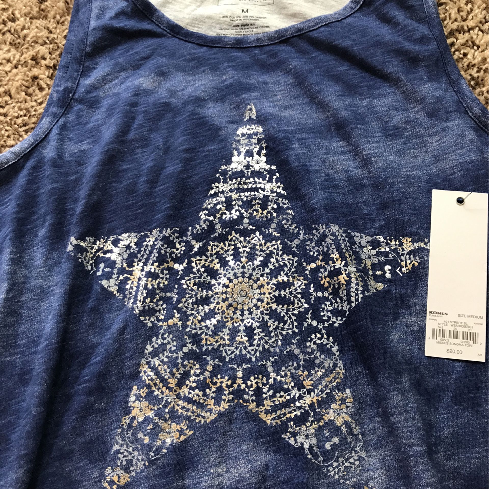 Pretty!!! New With tags Star Blue Tank Top 