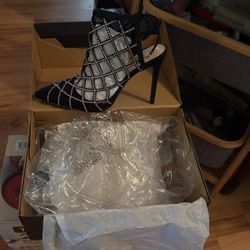 Black Heeled Studded Dress Shoes