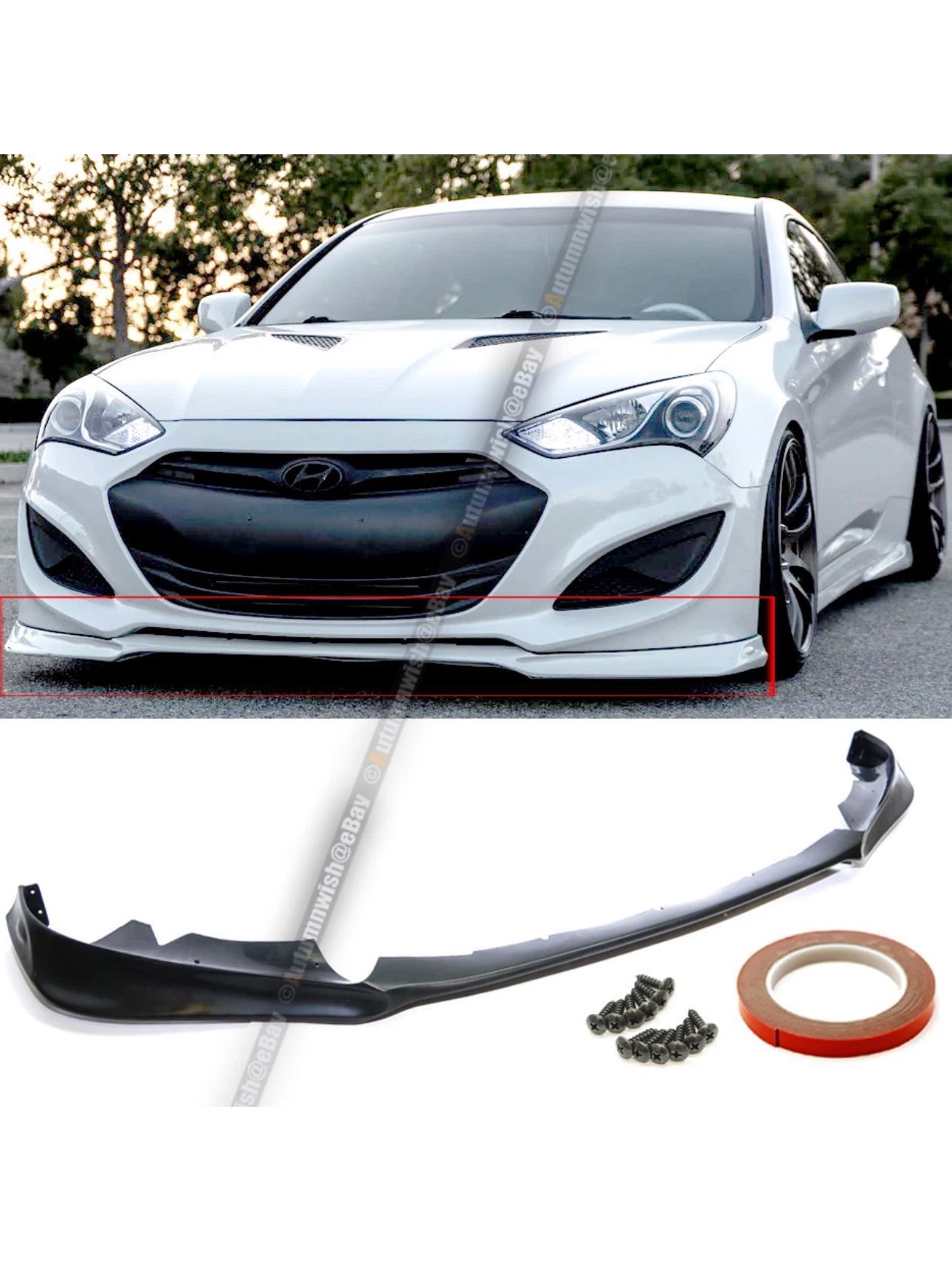 For 13-16 Hyundai Genesis 2DR KDM KS Style Front Bumper Lip Spoiler Splitter
