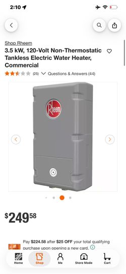Rheem 3.5 kW Tankless Electric Water Heater