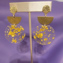 Brushed Gold Drop Acrylic Earrings 