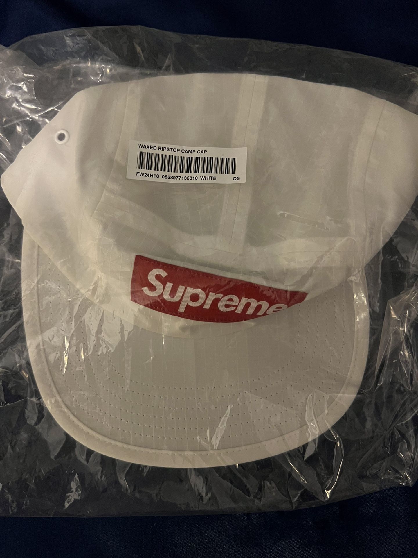 Supreme Waxed Ripstop Camp Cap Hat White FW24 Supreme New York 2024 Brand New