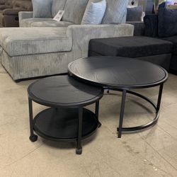 2-pc Black Coffee Table Set