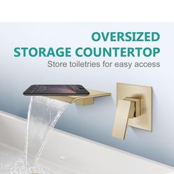 Aolemi Tub Faucet Waterfall Bathtub Faucets Wall Mount Tub Filler Bathroom Sink Single Black Bronze  And Chrome And Gold  A33 Bl $40