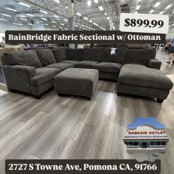 BainBridge Fabric Sectional W/ Ottoman 
