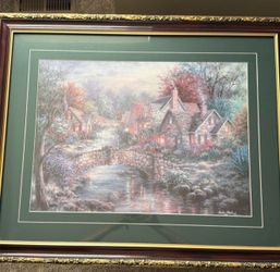 Nicky Boehme Art Wood Frame Matted Stonehedge Bridge Wall Decor Peace