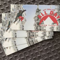 4 Snow Ski Snowboarding Lift Ticket Tickets Mt Baldy All Day No Black Outs